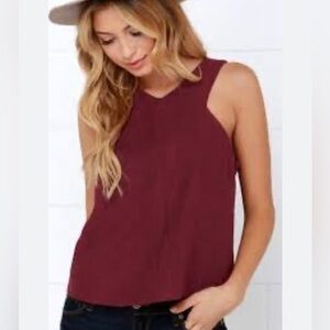 NEW Abbeline  Burgundy wine loose fit Faux suede sleeveless tank size large